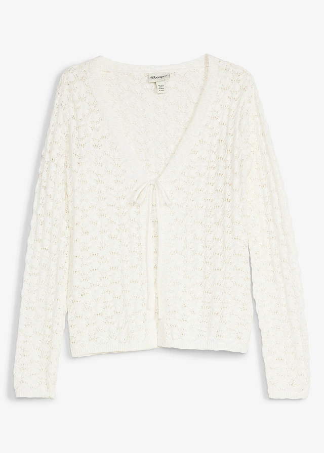 Ajour vest van puur katoen • wolwit • bonprix online shop