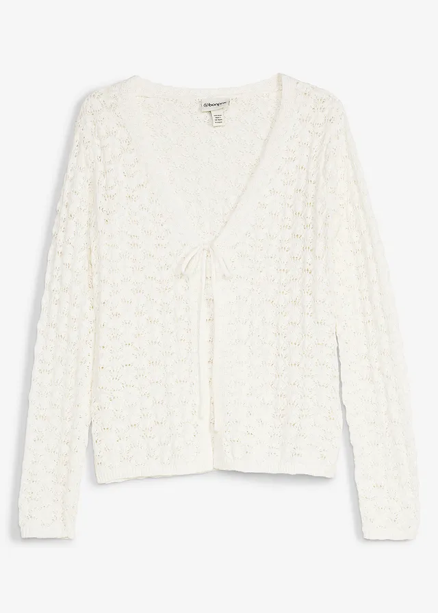 Gilet en maille ajourée 100% coton • écru • Boutique bonprix