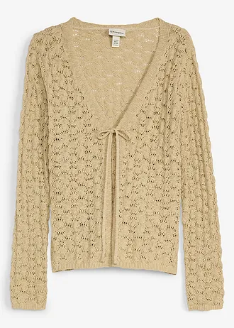 Gilet en maille ajourée 100% coton • sable clair • Boutique bonprix