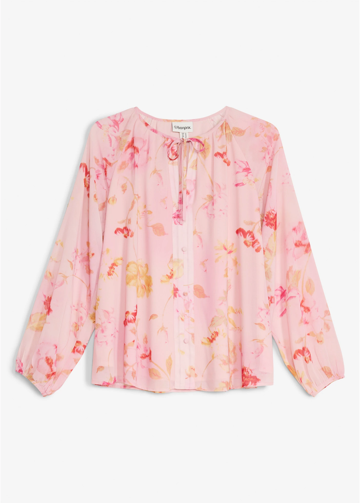 Chiffonblouse met strikbandjes • roze-pink gebloemd • bonprix online shop