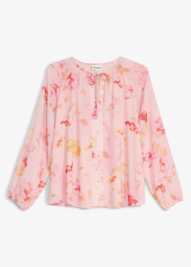 Chiffonblouse met strikbandjes