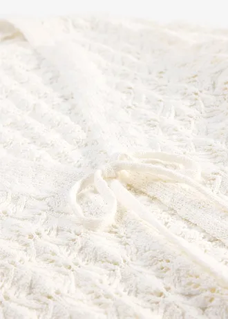 Gilet en maille ajourée 100% coton • écru • Boutique bonprix