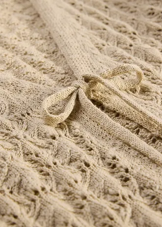 Jachetă tricotată ajour din bumbac 100% • bej nisipiu mat • magazin bonprix