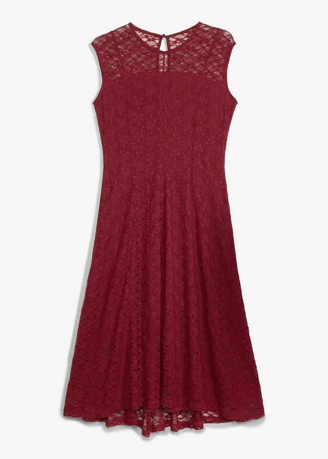 Robe évasée en dentelle, Couleur: rouge rubis