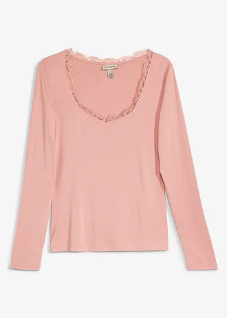 Longsleeve van een zachte viscose-mix • poederbruin • bonprix online shop