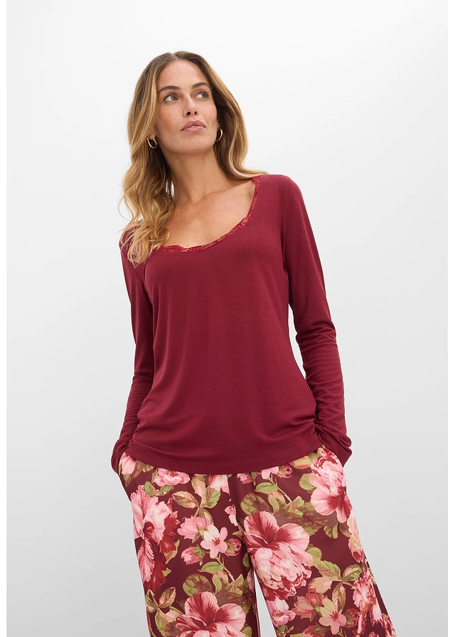 T-shirt manches longues doux • rouge rubis • product-page.page-title-suffix