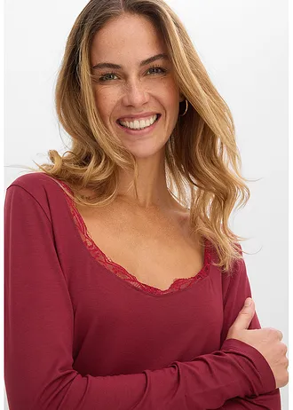 Longsleeve van een zachte viscose-mix • robijnrood • bonprix online shop