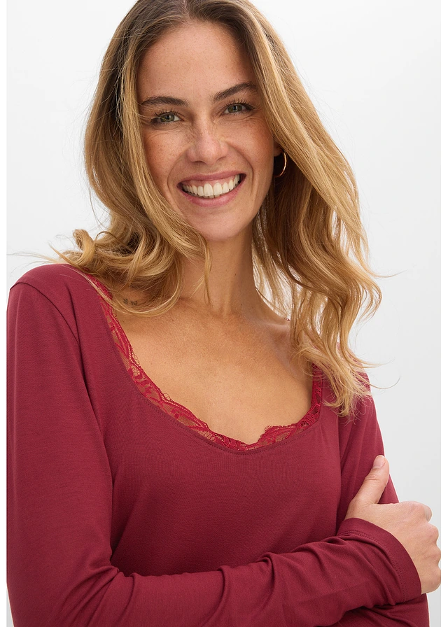 T-shirt manches longues doux • rouge rubis • product-page.page-title-suffix