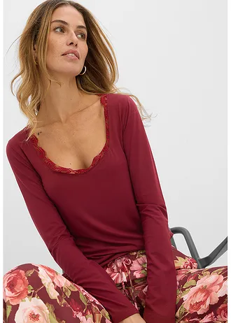 T-shirt manches longues doux • rouge rubis • Boutique bonprix