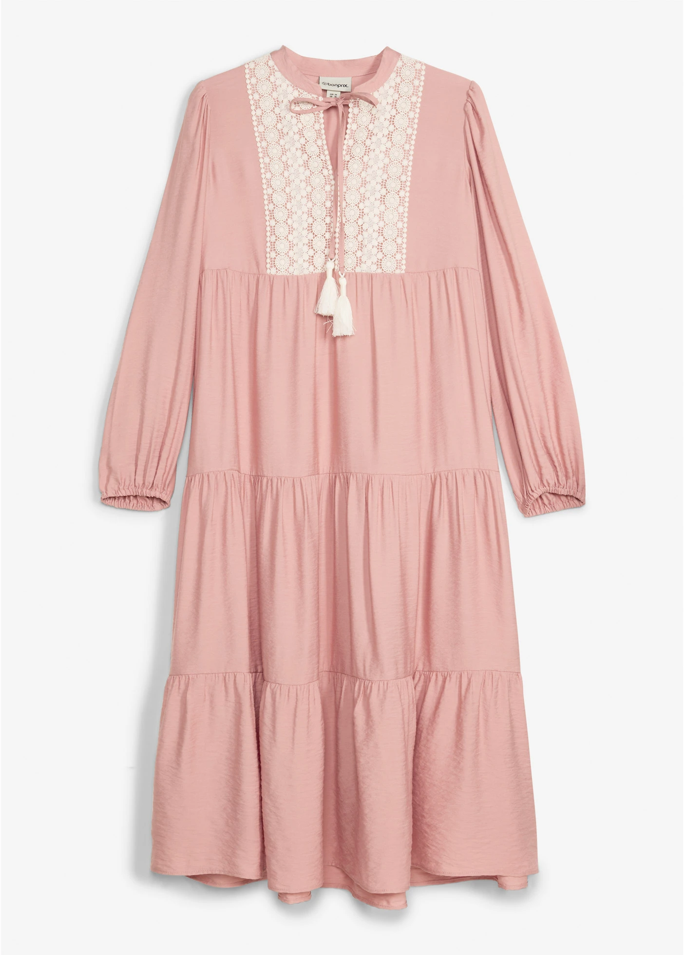 Midi ruha puha viszkóz-keverékből • púderbarna-natúr • bonprix áruház