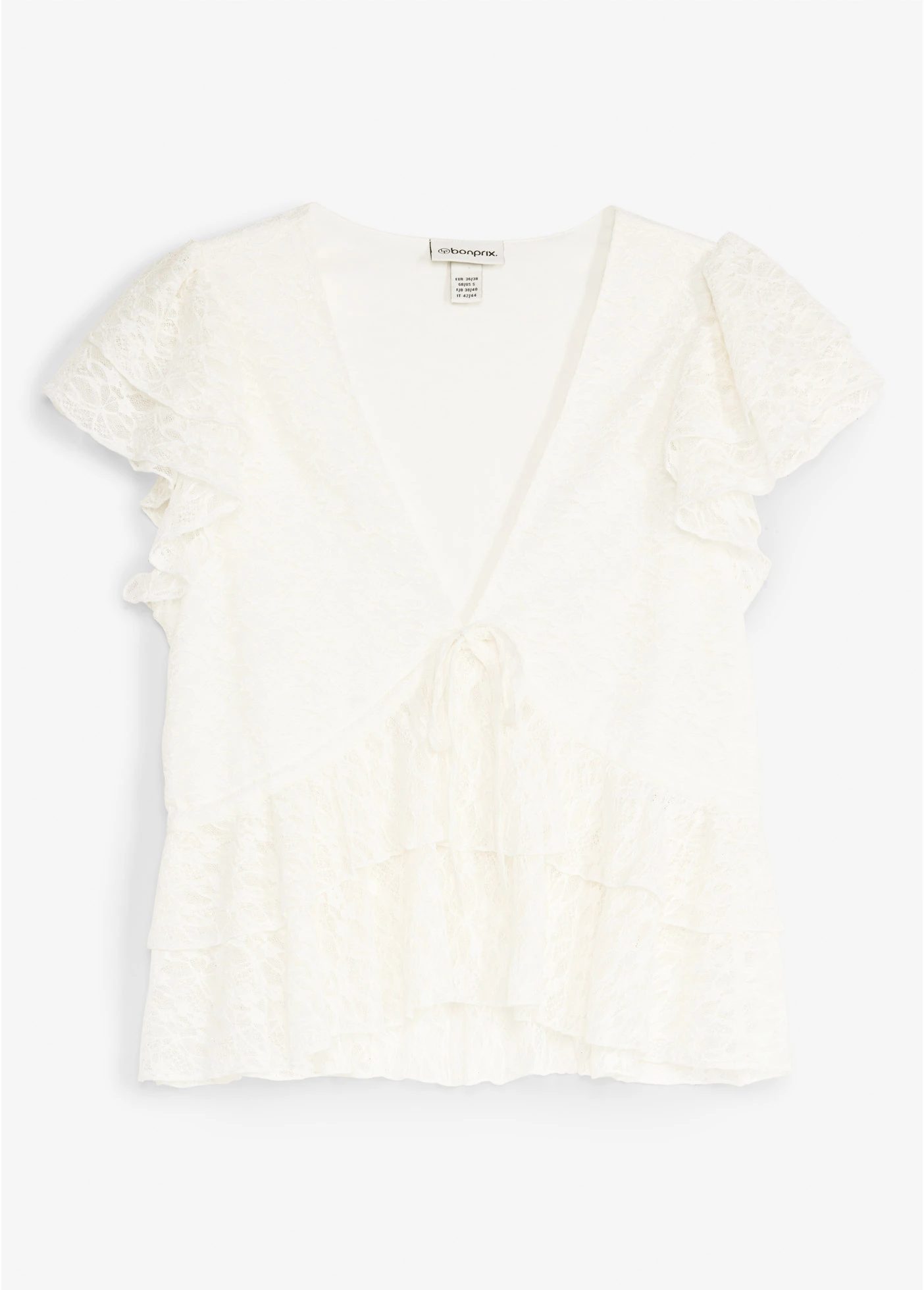 T-shirt court en dentelle • ecru • Boutique bonprix