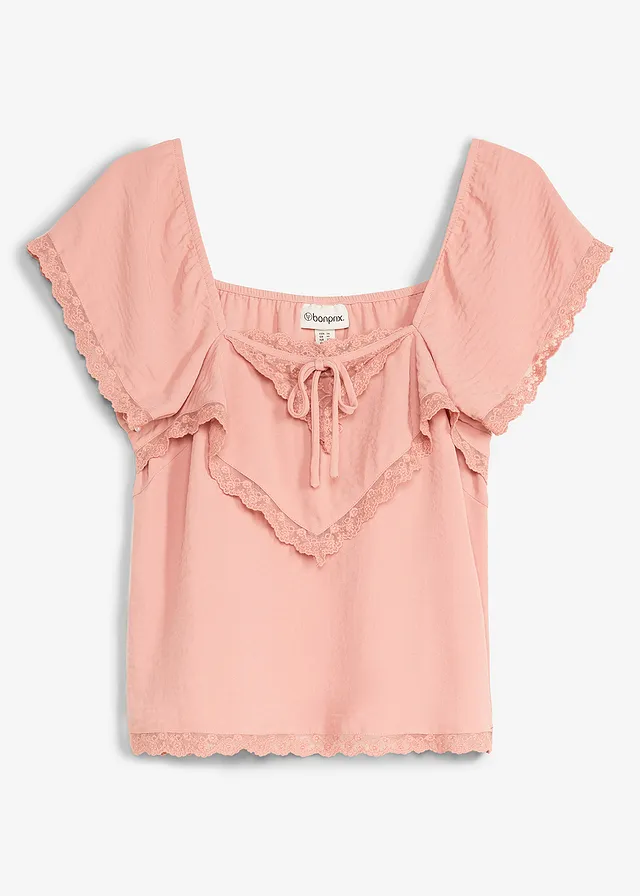 Top blouse en crêpe légère • marron poudré • Boutique bonprix
