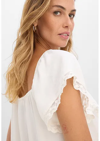 Blouse van lichte crêpe • wolwit • bonprix online shop