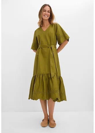 Robe midi 100% coton • vert nature • Boutique bonprix