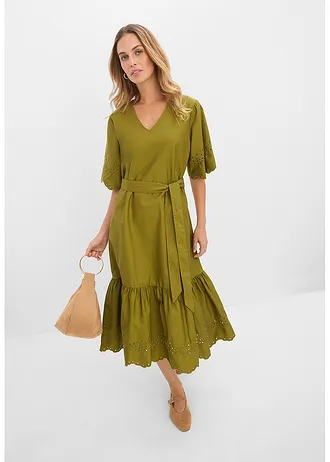 Robe midi 100% coton • vert nature • Boutique bonprix