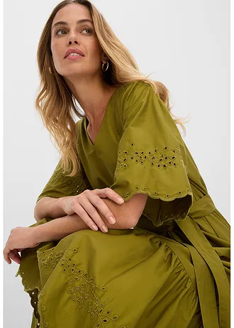 Rochie midi din bumbac 100% • verde-natur • magazin bonprix