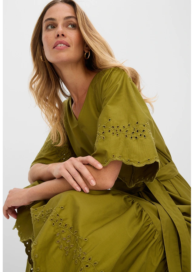Midi jurk van puur katoen • natuurgroen • product-page.page-title-suffix