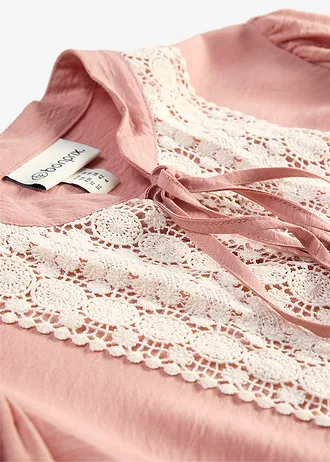 Midi jurk in een zachte viscose-mix • poederbruin-ecru • bonprix online shop