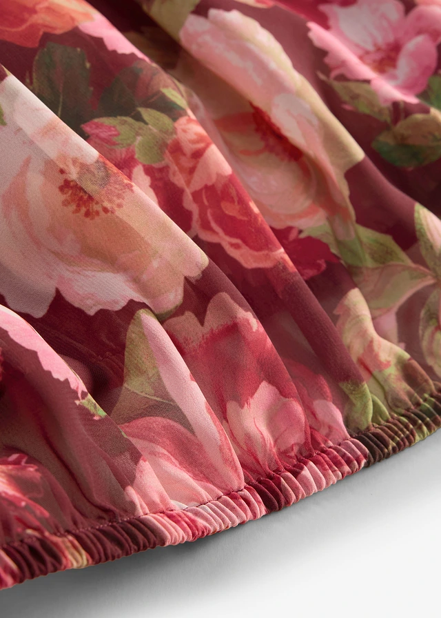 Blouse à base effet boule • rouge rubis floral • product-page.page-title-suffix