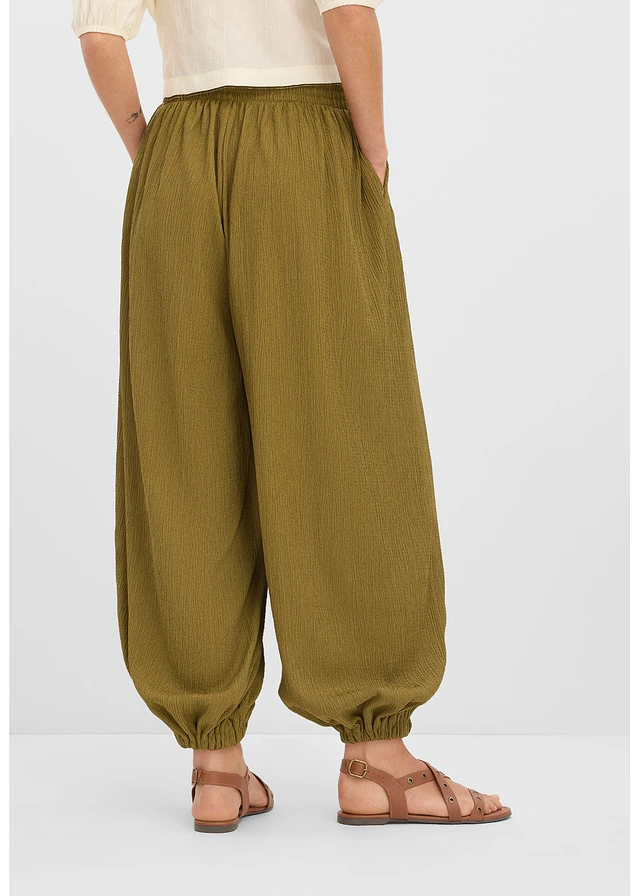 Pantalon sarouel en crêpe texturé • vert nature • product-page.page-title-suffix