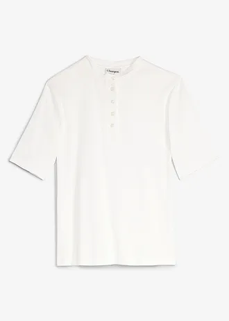 T-shirt côtelé 100% coton • ecru • Boutique bonprix