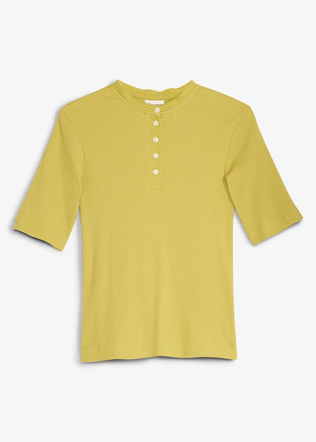T-shirt côtelé 100% coton, Couleur: vert cactus