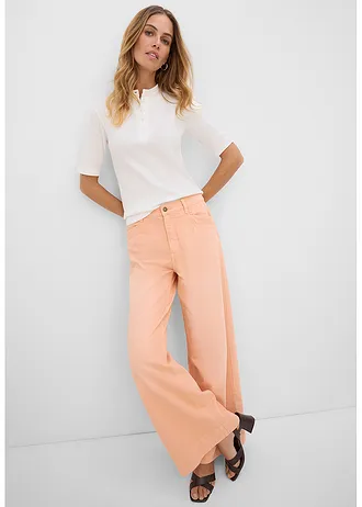 Bluzka prążkowana z czystej bawełny organicznej • biel wełny • sklep bonprix