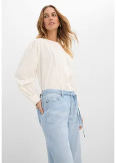 Jean large taille mi-haute avec ceinture • denim bleu glacier used • Boutique bonprix