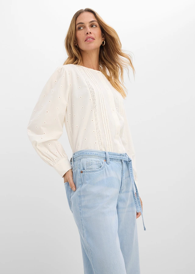 Jean large taille mi-haute avec ceinture • denim bleu glacier used • product-page.page-title-suffix