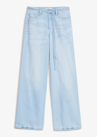 Wide leg jeans mid waist, riem