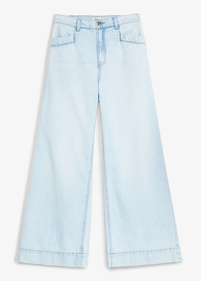 Wide leg jeans, high waist, Kleur: ijsblauw denim used