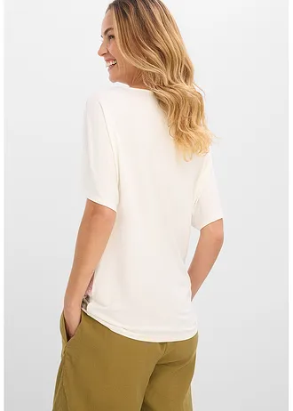 Shirt van een zachte viscosemix, Kleur: wolwit-roze gebloemd