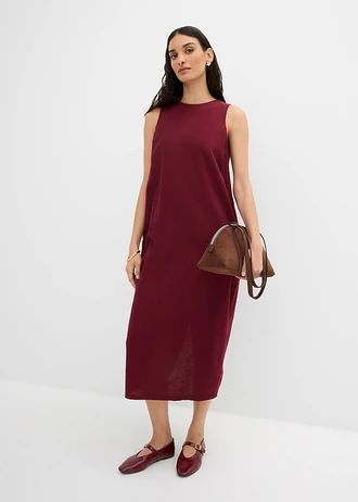 Rochie midi cu buzunare laterale, din amestec cu viscoză • roșu arțar • magazin bonprix