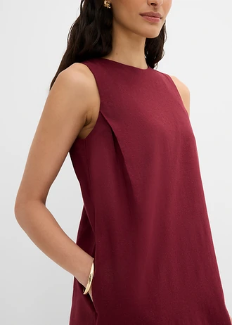 Rochie midi cu buzunare laterale, din amestec cu viscoză • roșu arțar • magazin bonprix