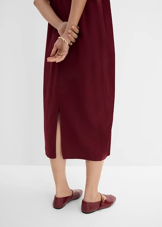 Rochie midi cu buzunare laterale, din amestec cu viscoză • roșu arțar • magazin bonprix