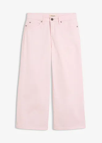 Kalhoty Culotte z elastické bavlněné směsi, barva: světle růžová