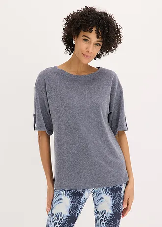 T-shirt brillant en viscose majoritaire • bleu fumé/argenté métallisé • Boutique bonprix