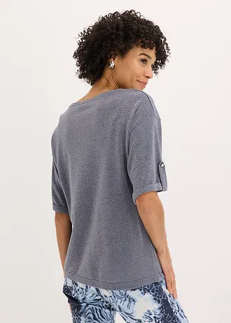 T-shirt brillant en viscose majoritaire • bleu fumé/argenté métallisé • Boutique bonprix