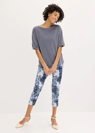 Shirt met viscose en glanzende print • rookblauw/metallic zilver • bonprix online shop