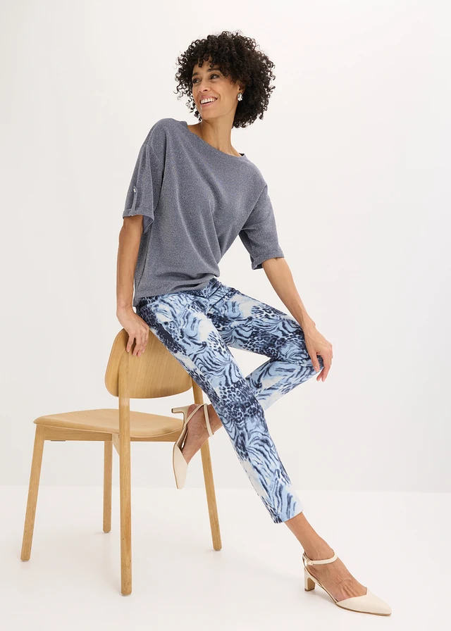 Pantalon extensible 7/8 imprimé • bleu fumé léopard • product-page.page-title-suffix