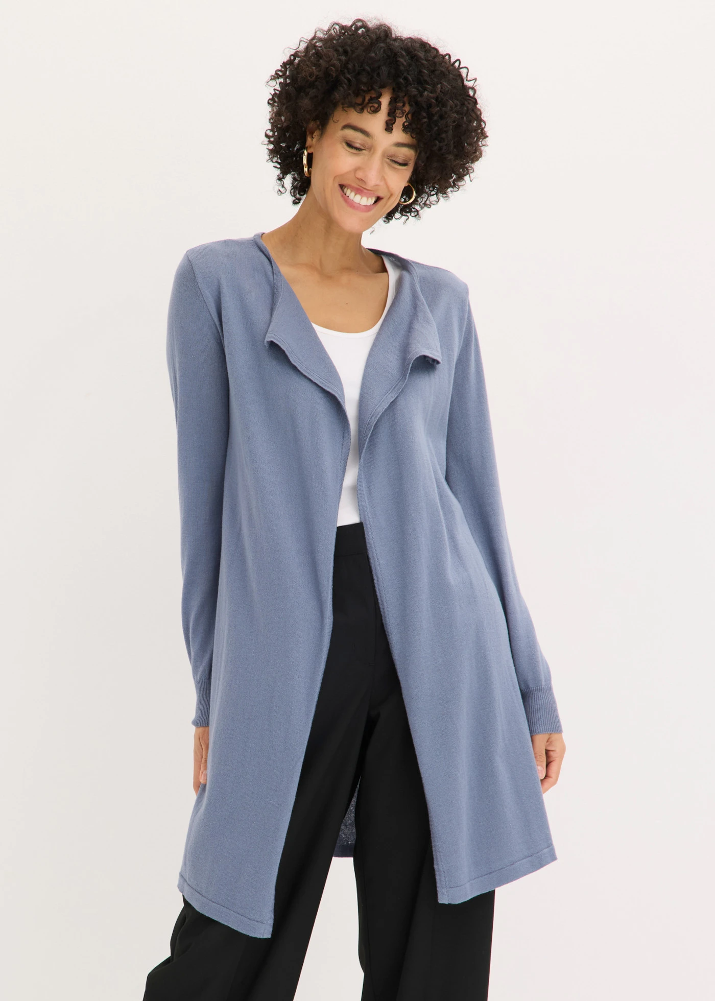 Lang vest met katoen • rookblauw • bonprix online shop