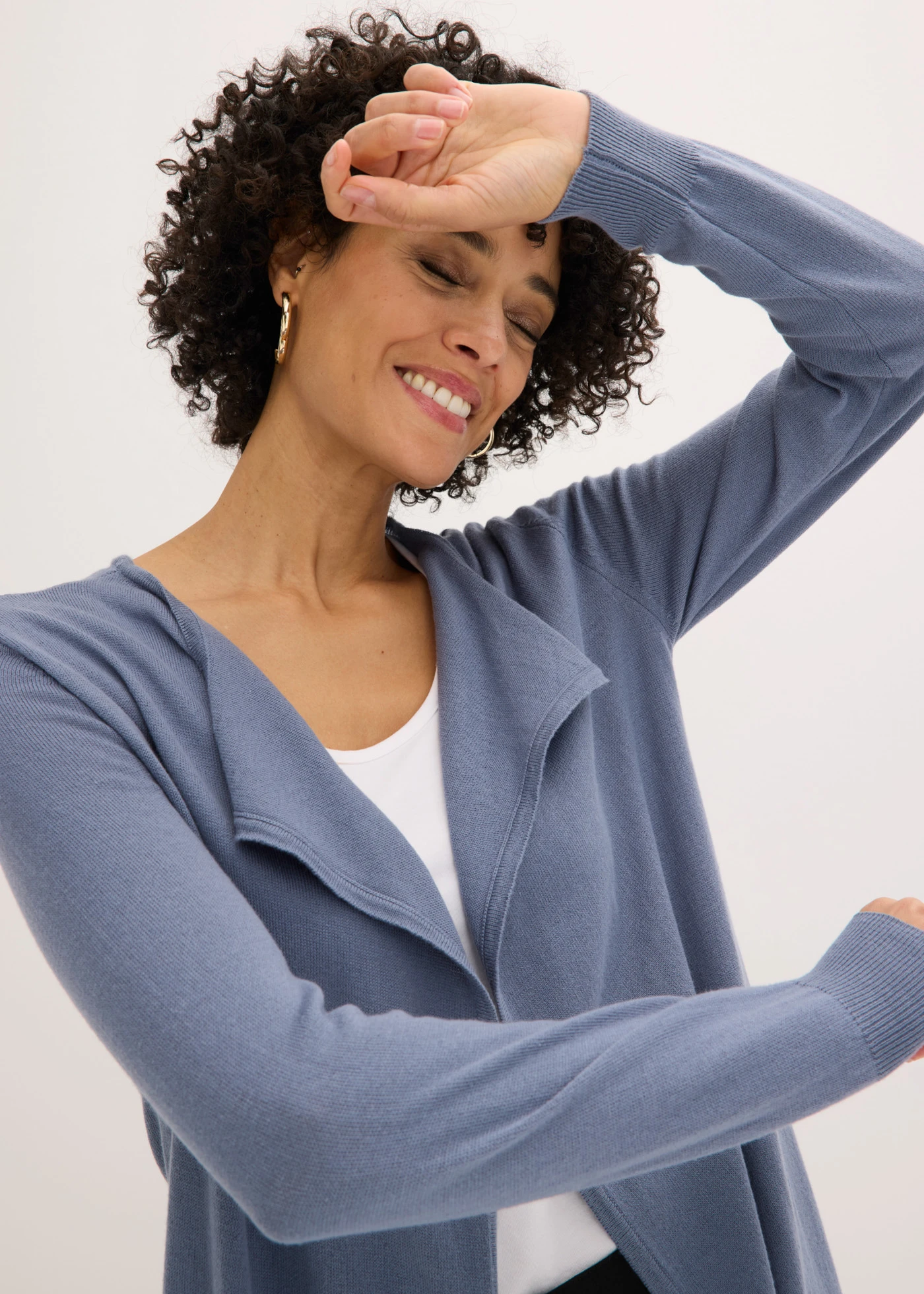 Lang vest met katoen • rookblauw • bonprix online shop