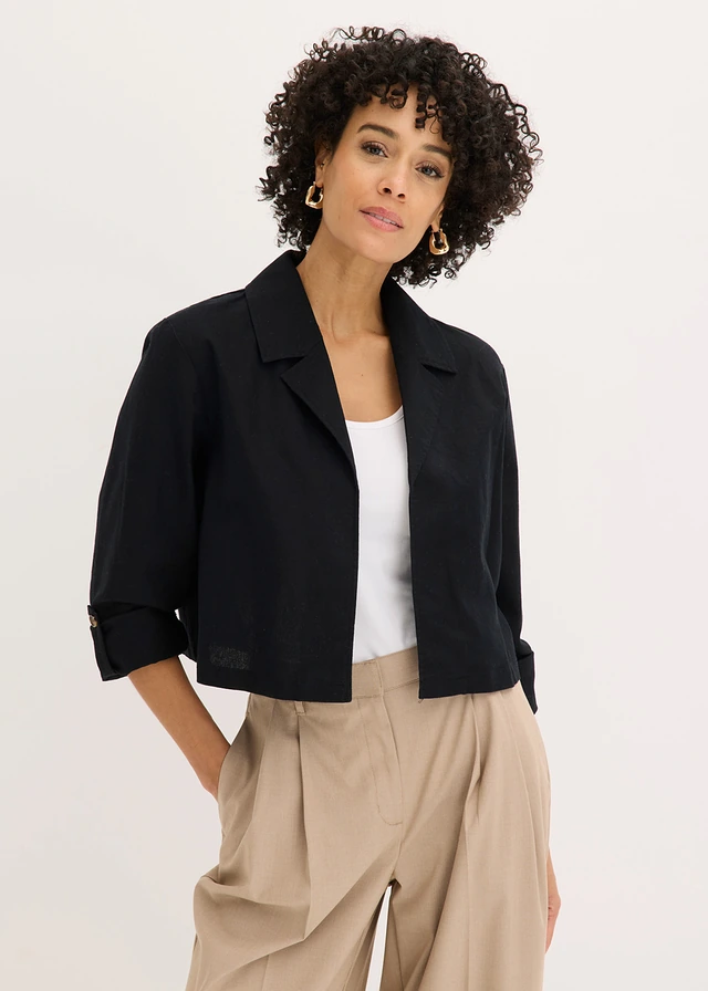 Blousejasje van een linnenmix • zwart • product-page.page-title-suffix
