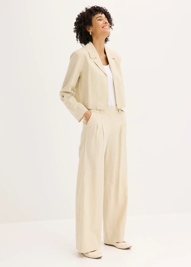 Blúzková bunda z pláteného mixu svetlopiesková