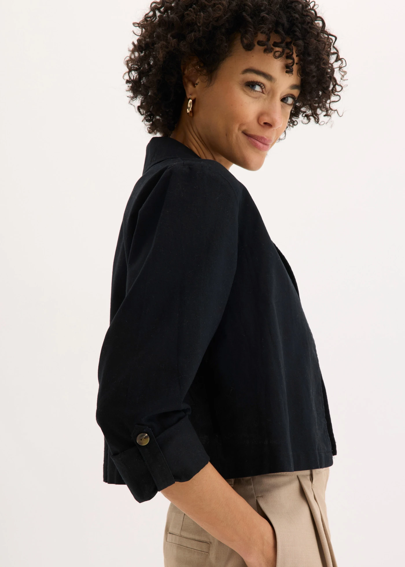 Veste en lin et coton • noir • Boutique bonprix