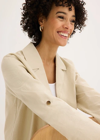 Blúzková bunda z pláteného mixu • svetlopiesková • obchod bonprix