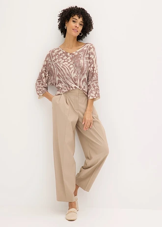 Pantaloni barrel, culoare: bej-camel mat