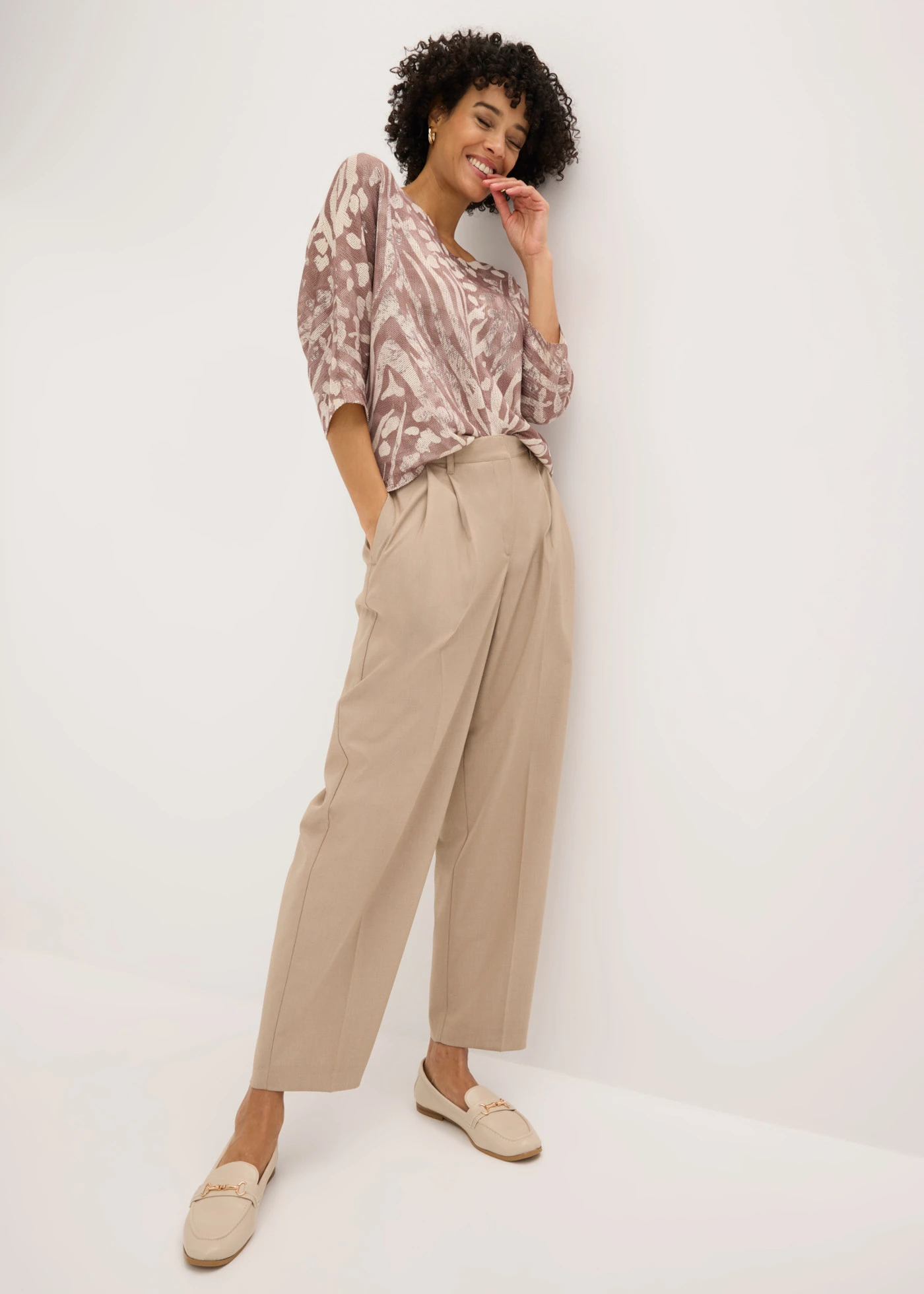 Pantalon barrel • camel mat • Boutique bonprix