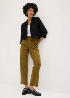 Pantaloni din jerse cu pense, model barrel • verde-natur • magazin bonprix