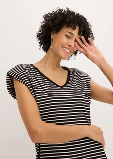 Robe en jersey rayé à taille réglable • noir-écru rayé • Boutique bonprix